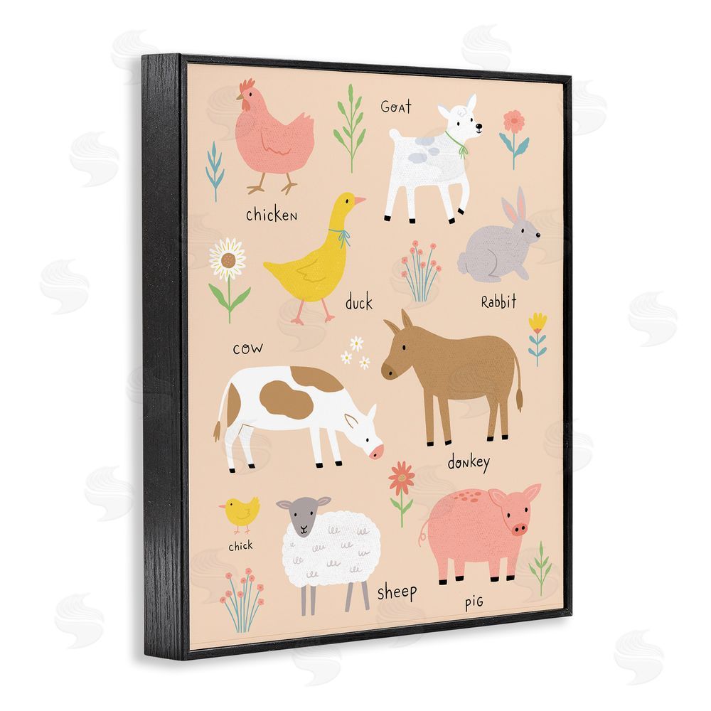Nina Seven Baby Farm Friends Black Framed Giclee Wall Art Print