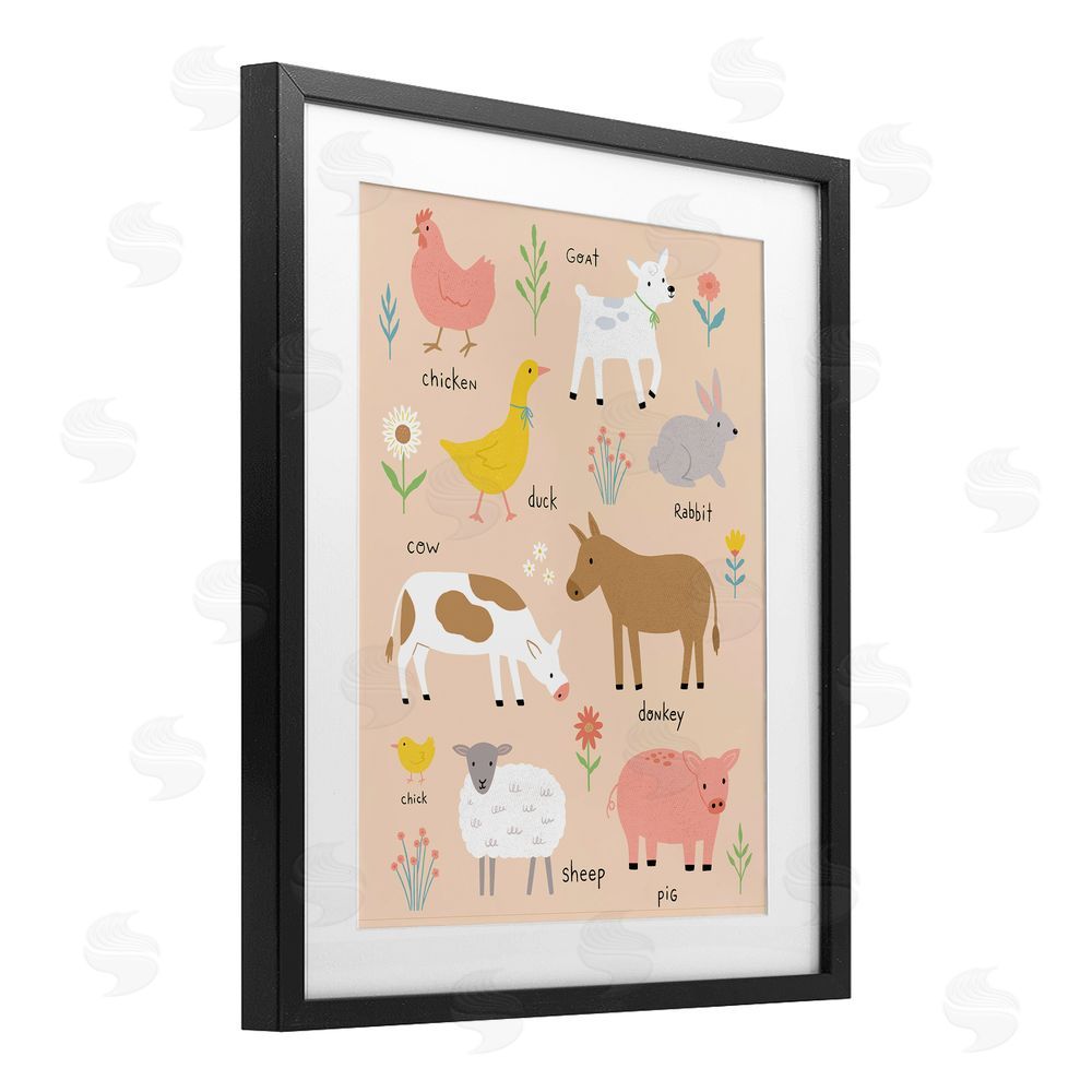 Nina Seven Baby Farm Friends Black Framed Print Under Glass Wall Art