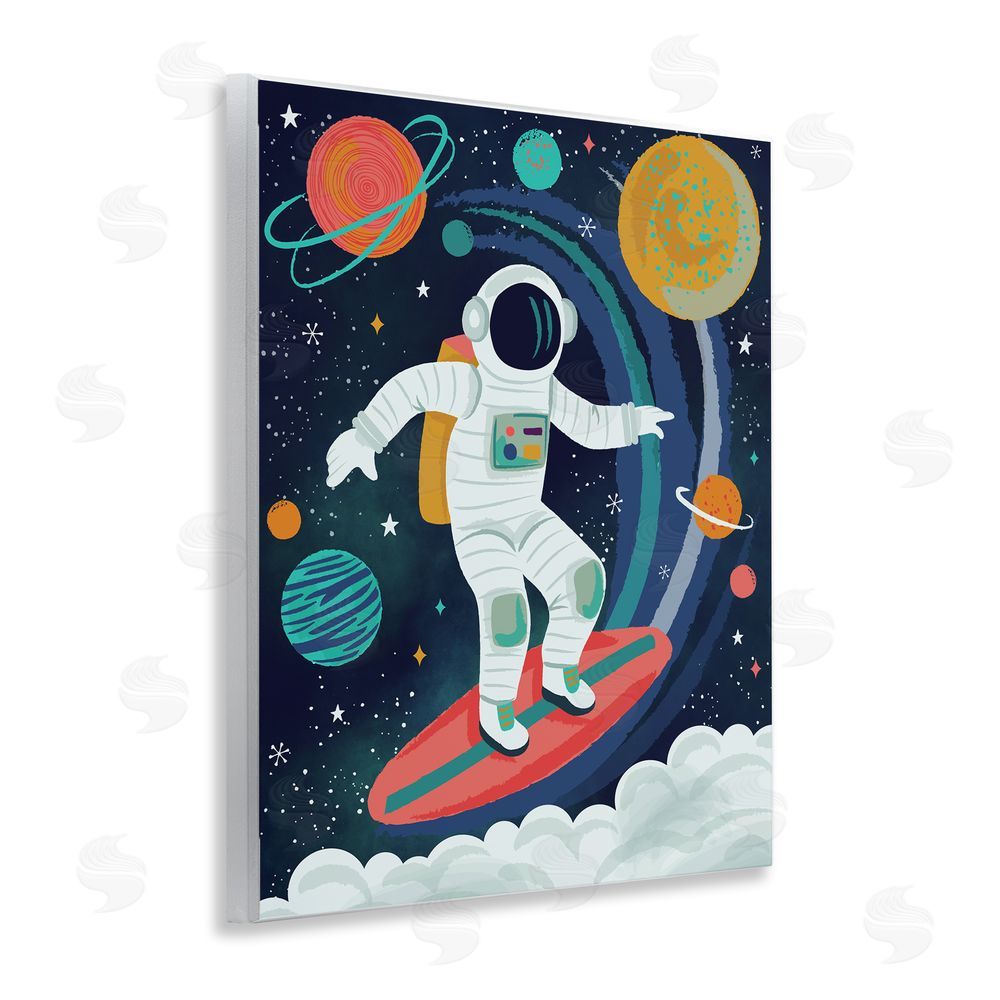 Lisa Perry Whitebutton Surfing Astronaut Beyond Space Wall Plaque Art Print