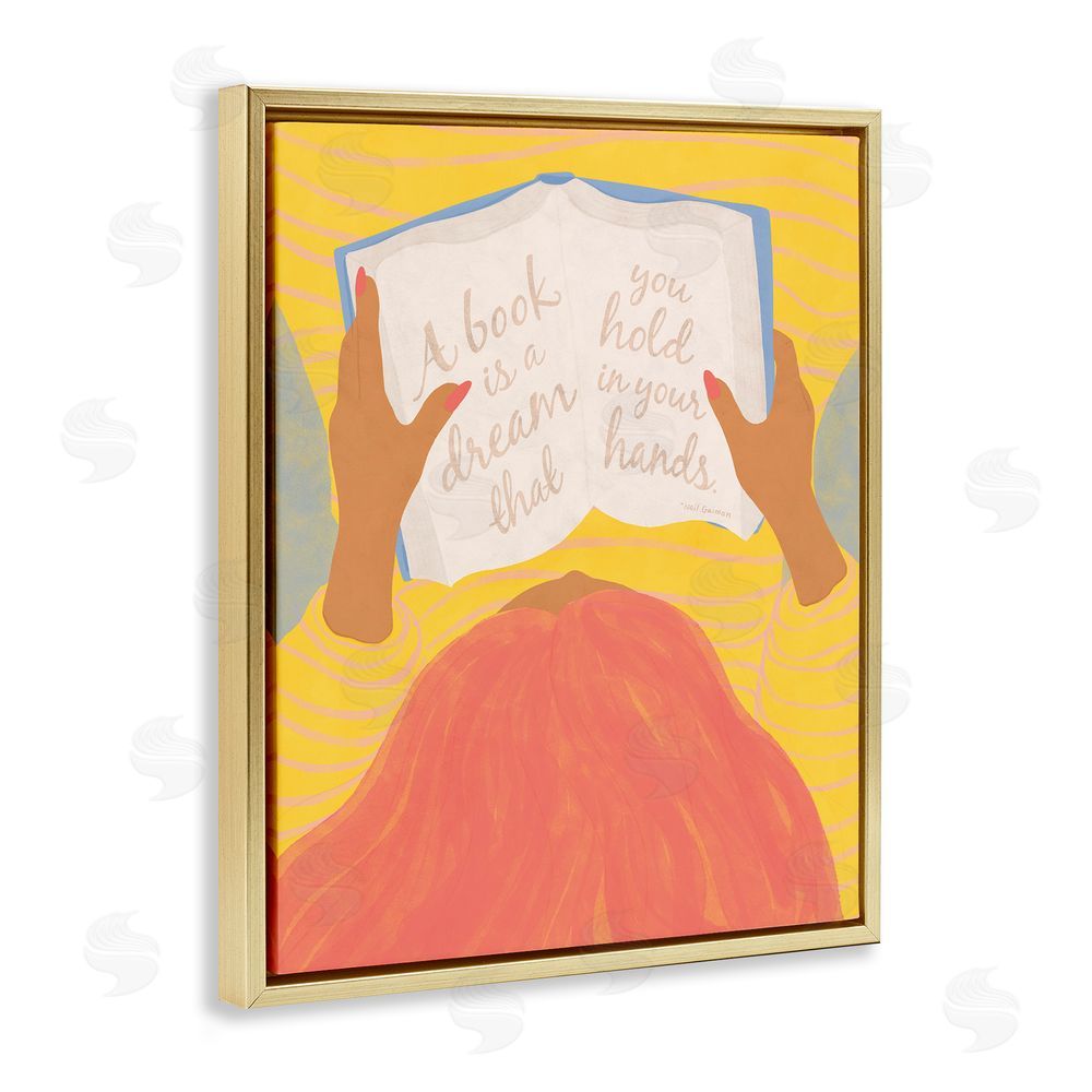 Kristina Hultkrantz A Book Is A Dream Gold Floating Frame Canvas Wall Art Print