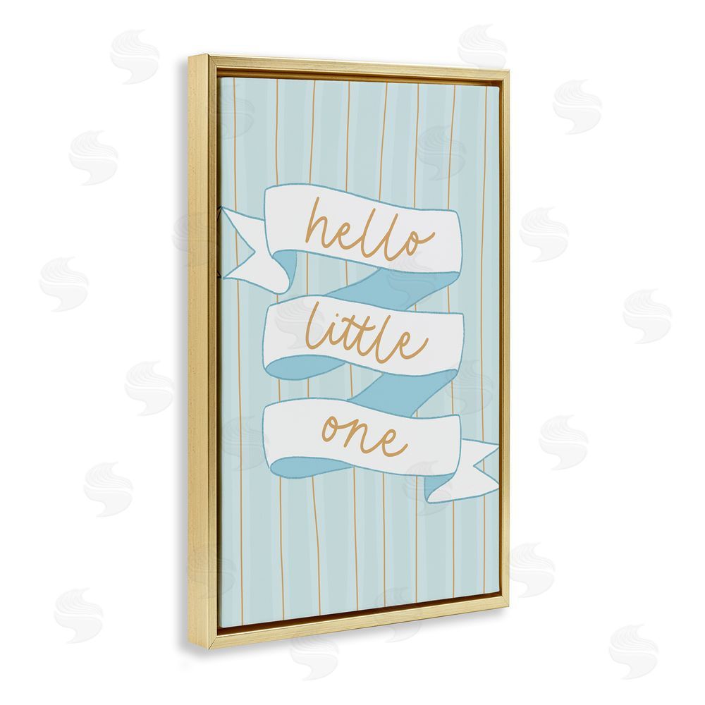 Amanda Houston Blue Hello Little One Gold Floating Frame Canvas Wall Art Print