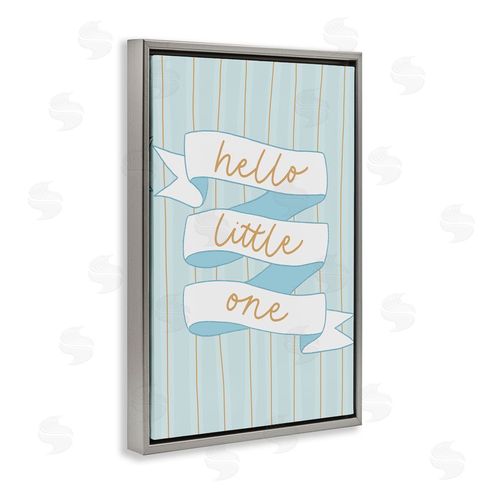 Amanda Houston Blue Hello Little One Gray Floating Frame Canvas Wall Art Print