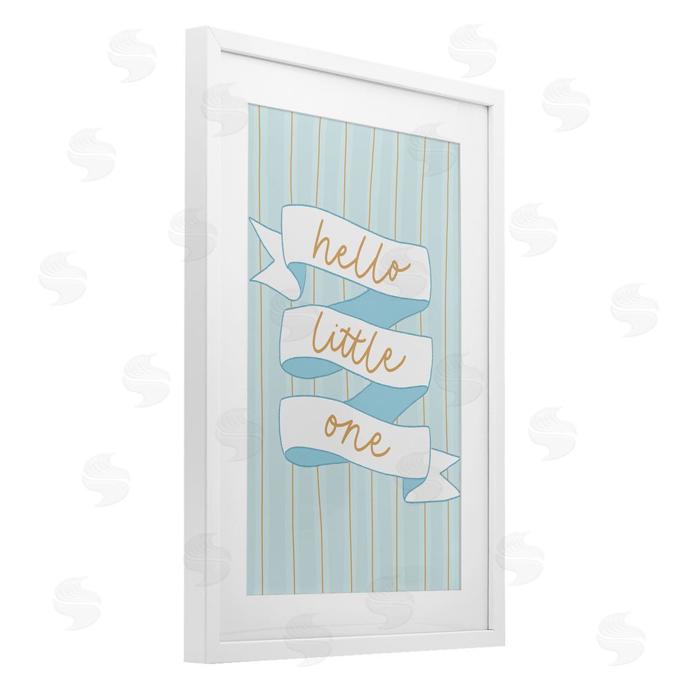 Amanda Houston Blue Hello Little One White Framed Print Under Glass Wall Art