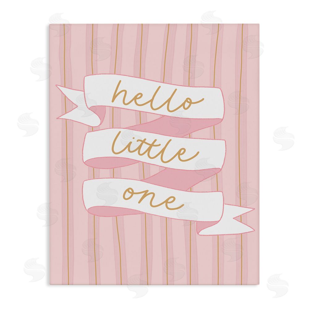 Amanda Houston Pink Hello Little One Stretched Canvas Wall Art Print