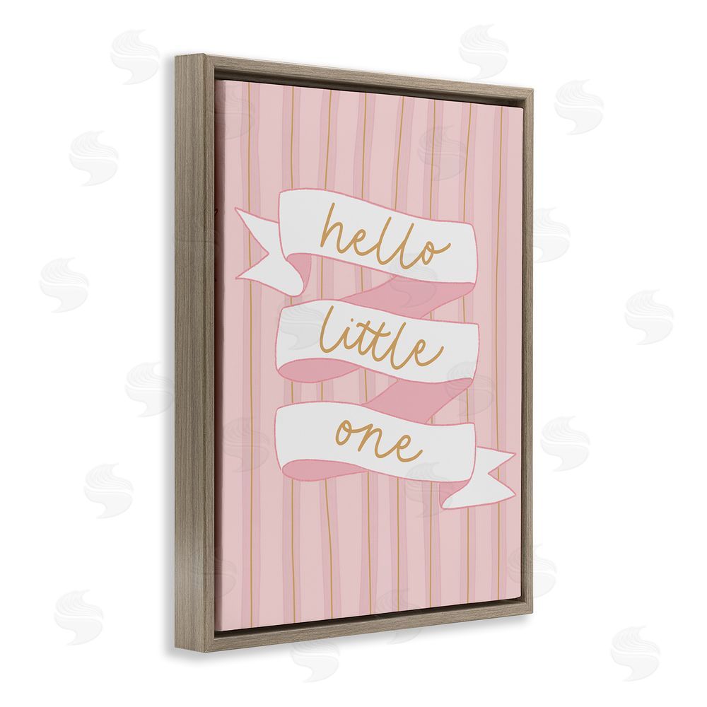 Amanda Houston Pink Hello Little One Brown Floating Frame Canvas Wall Art Print