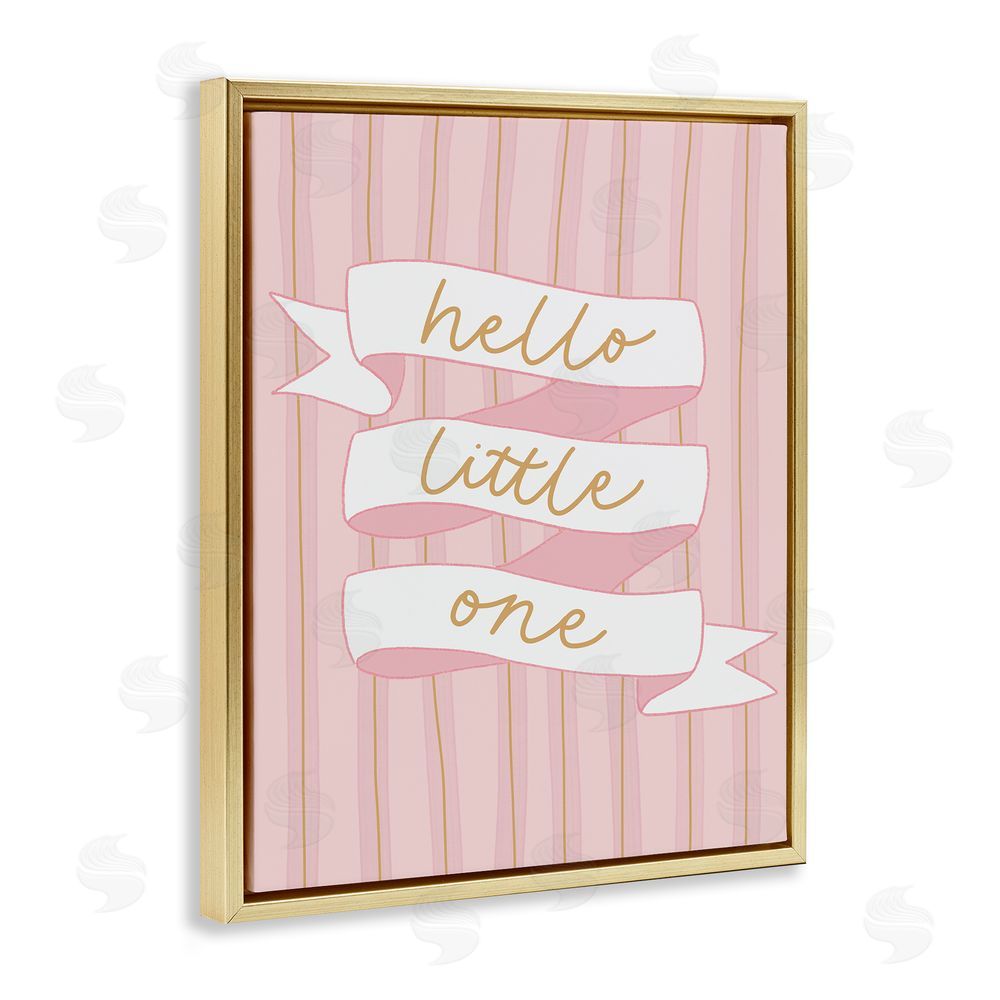 Amanda Houston Pink Hello Little One Gold Floating Frame Canvas Wall Art Print