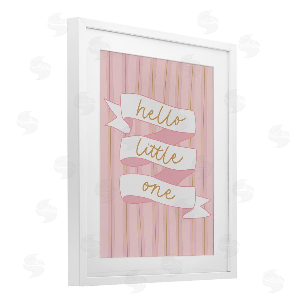 Amanda Houston Pink Hello Little One White Framed Print Under Glass Wall Art