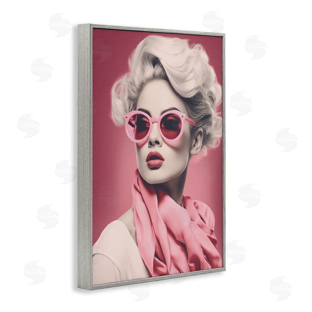 Andrea Haase Iconic Retro Chic Portrait Gray Framed Giclee Wall Art Print