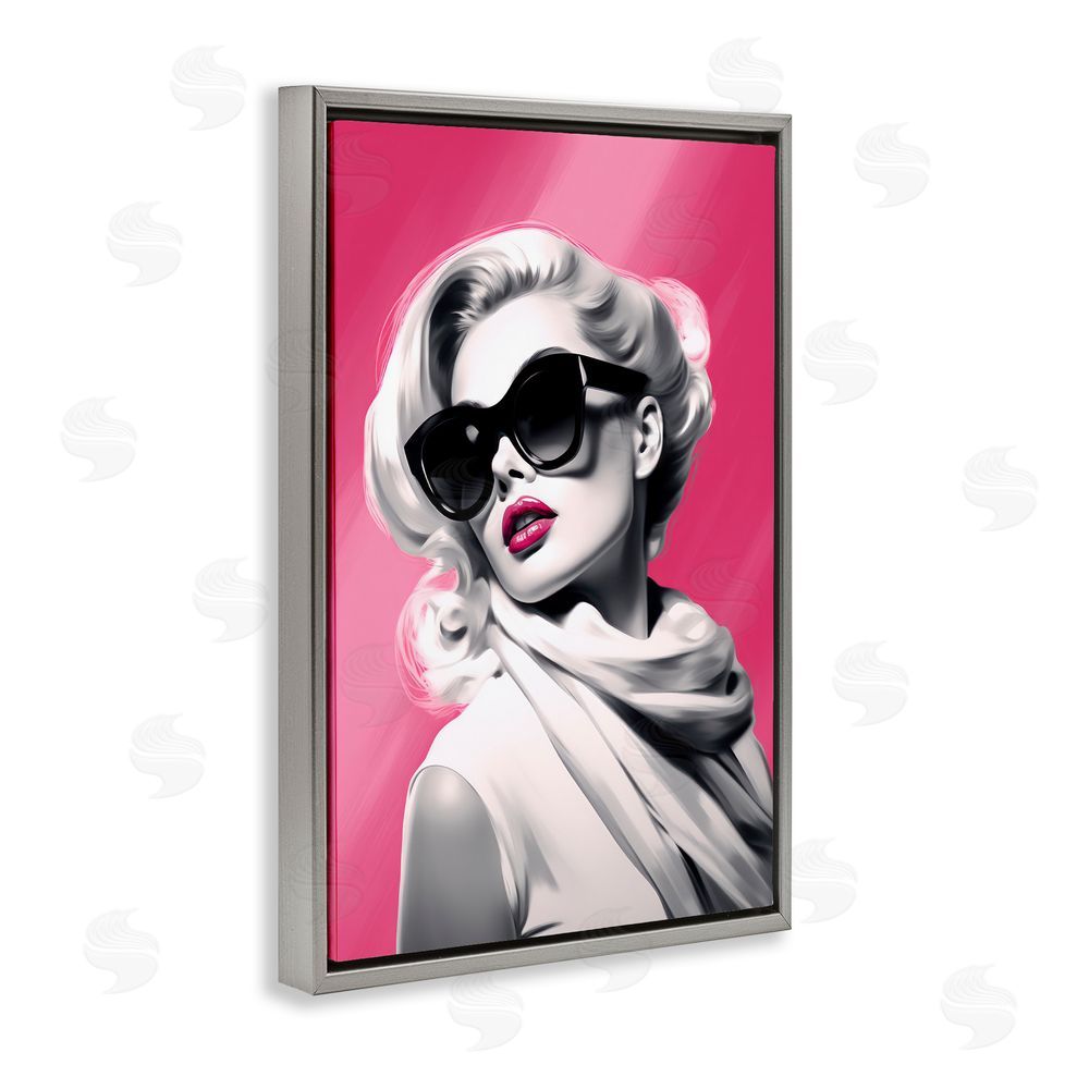 Andrea Haase Vintage Retro Chic Portrait Gray Floating Frame Canvas Wall Art Print
