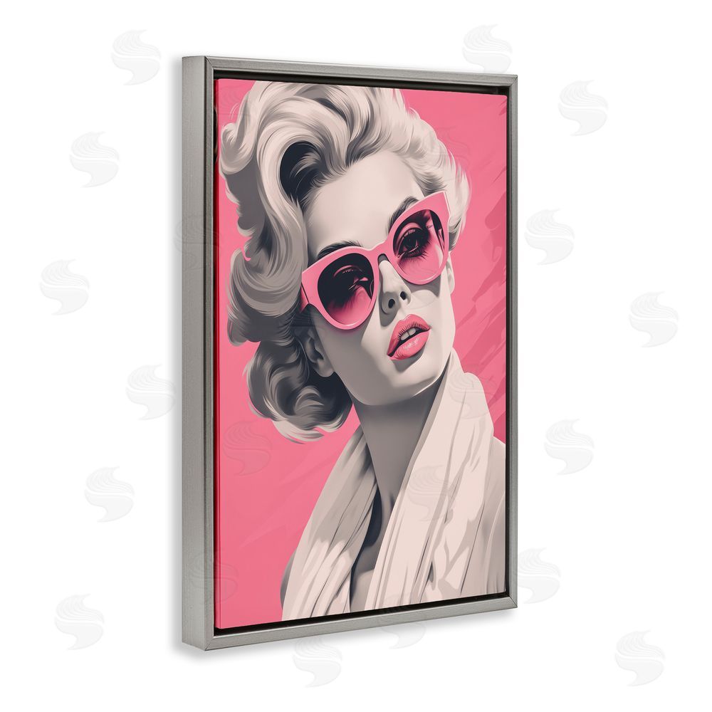 Andrea Haase Retro Chic Glamour Gray Floating Frame Canvas Wall Art Print