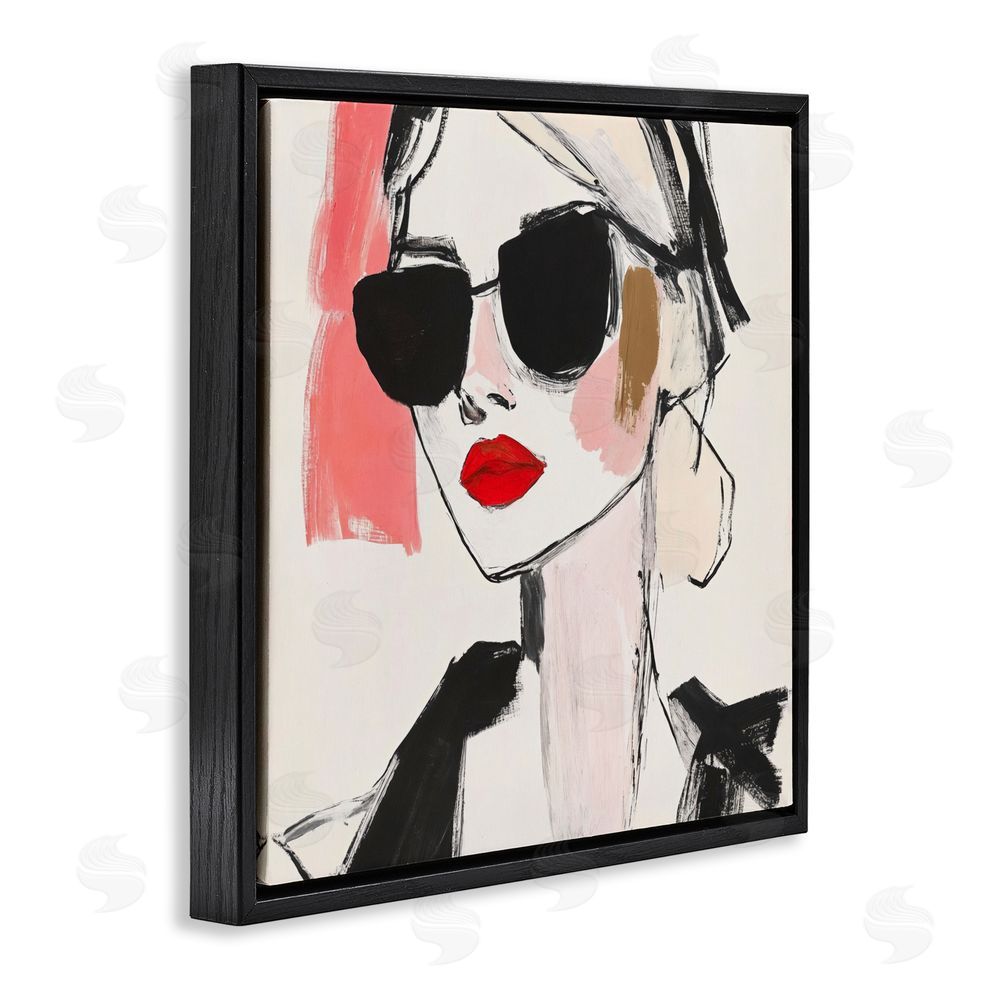 Andrea Haase Sassy Glamour Sketch Black Floating Frame Canvas Wall Art Print