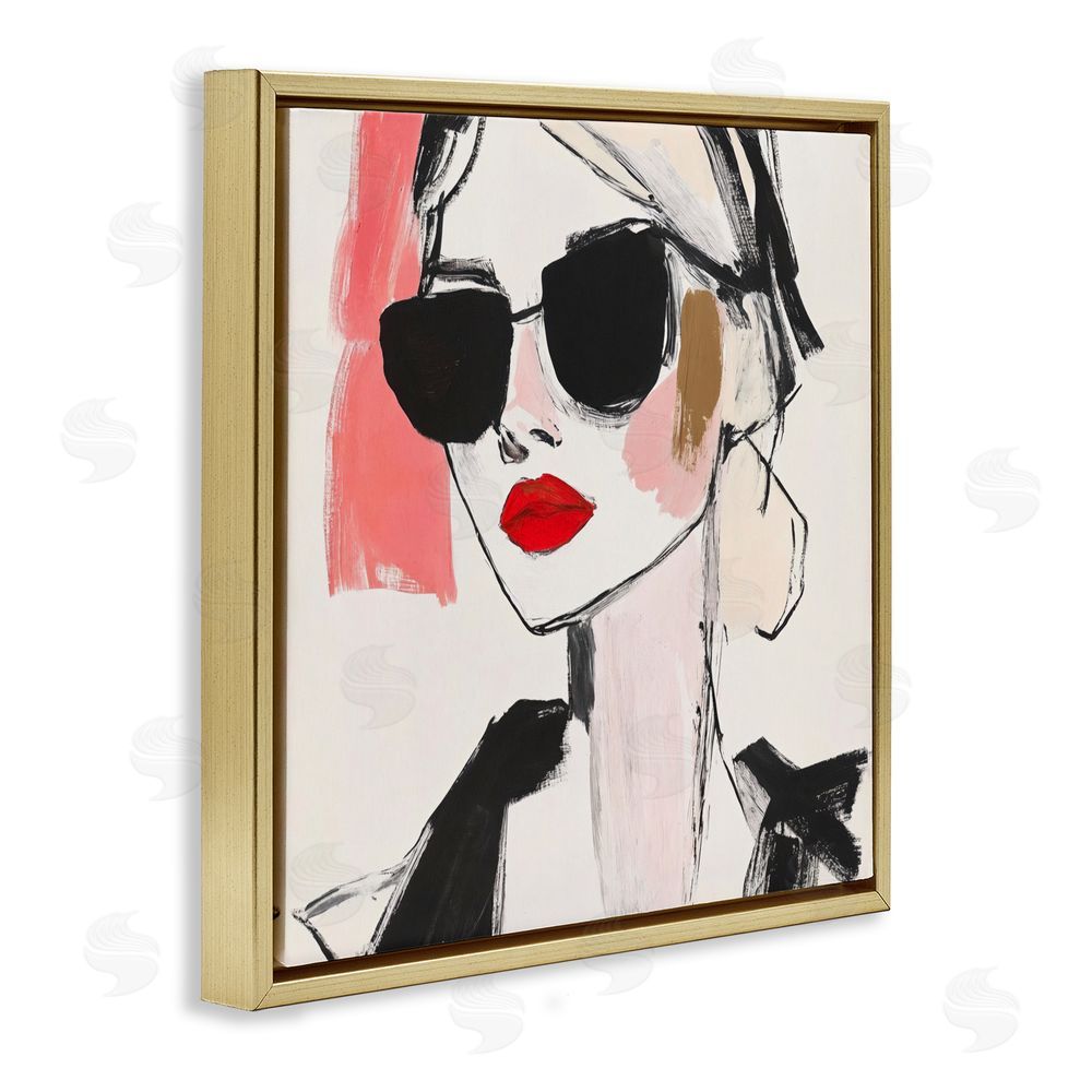 Andrea Haase Sassy Glamour Sketch Gold Floating Frame Canvas Wall Art Print