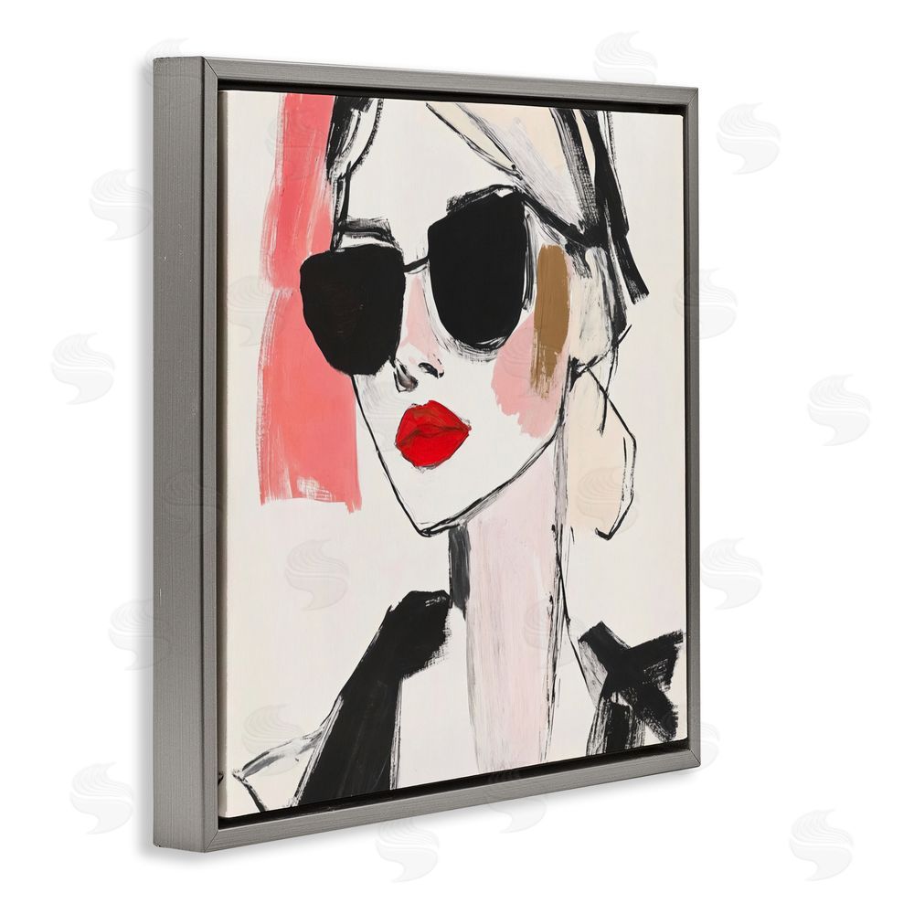 Andrea Haase Sassy Glamour Sketch Gray Floating Frame Canvas Wall Art Print