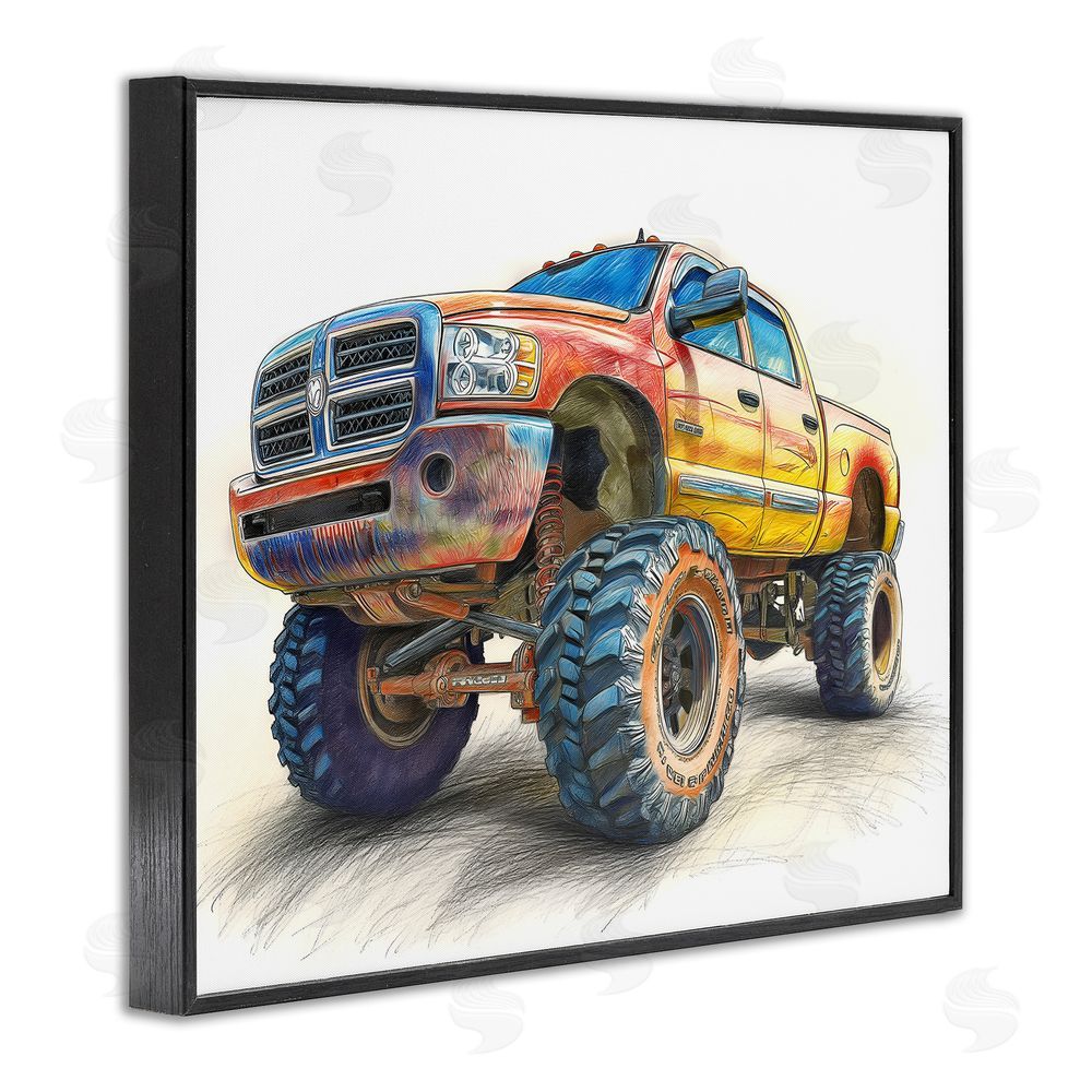 Steve Hunziker Lifted Offroad Truck Blacked Framed Giclee Wall Art Print