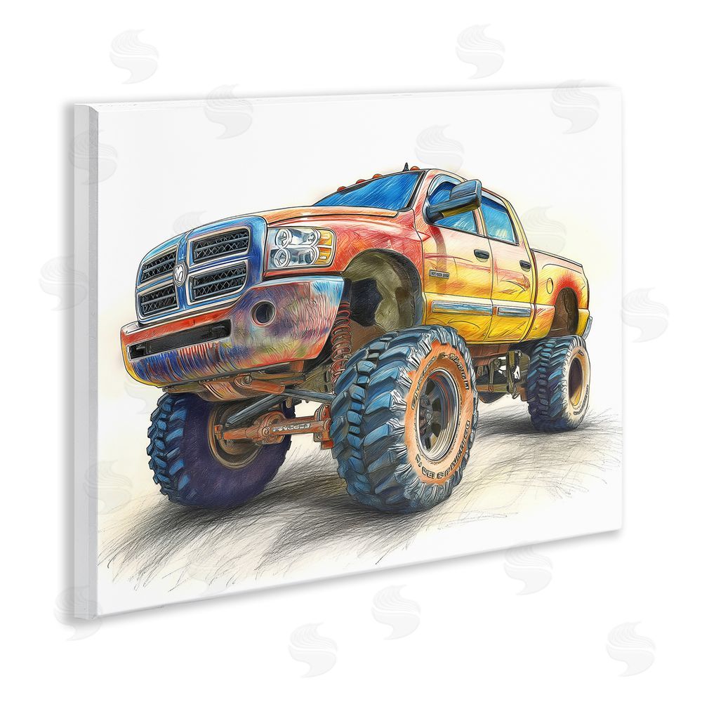 Steve Hunziker Lifted Offroad Truck Wooden Wall Plaque Art Print