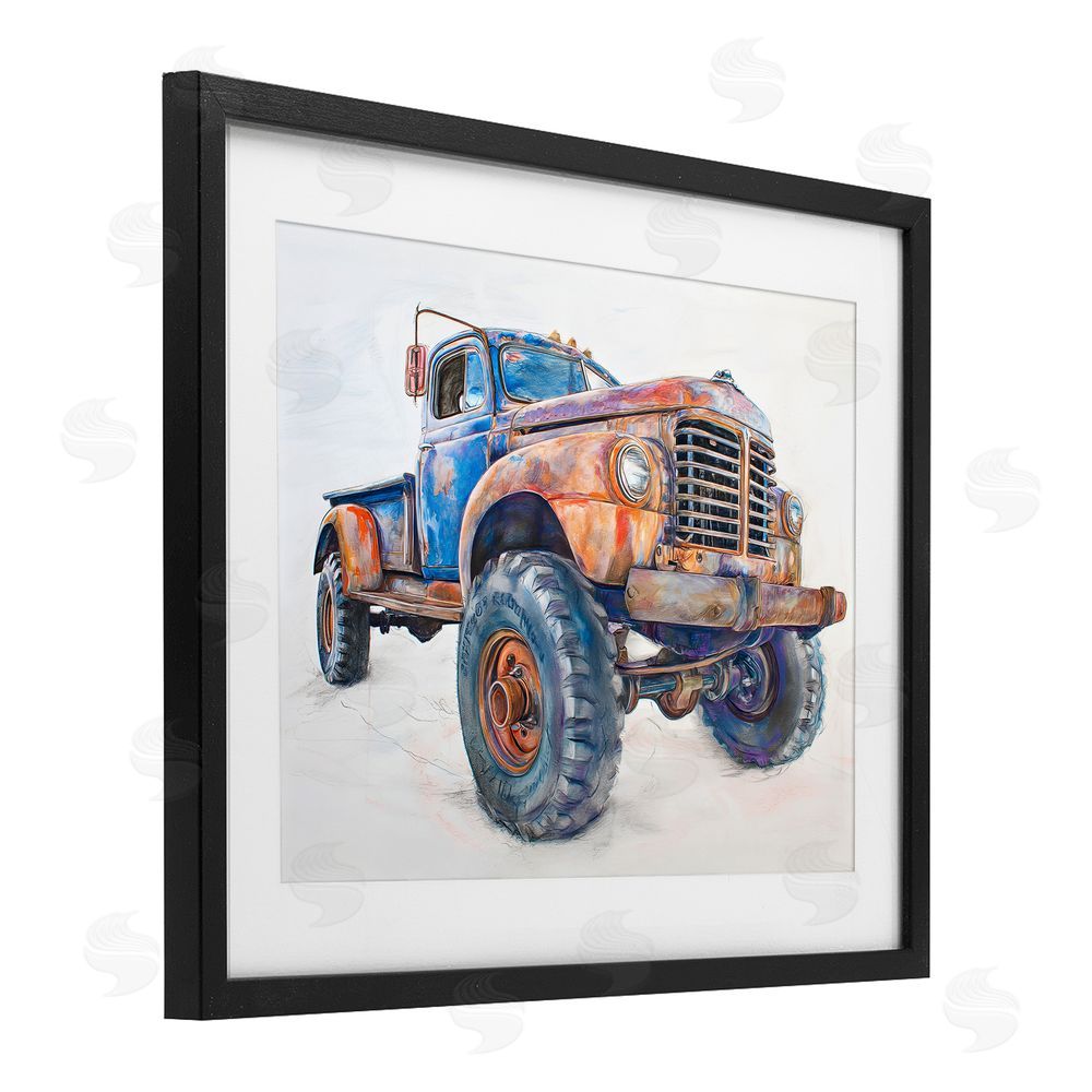 Steve Hunziker Old Rustic Truck Illustration Black Framed Print Under Glass Wall Art