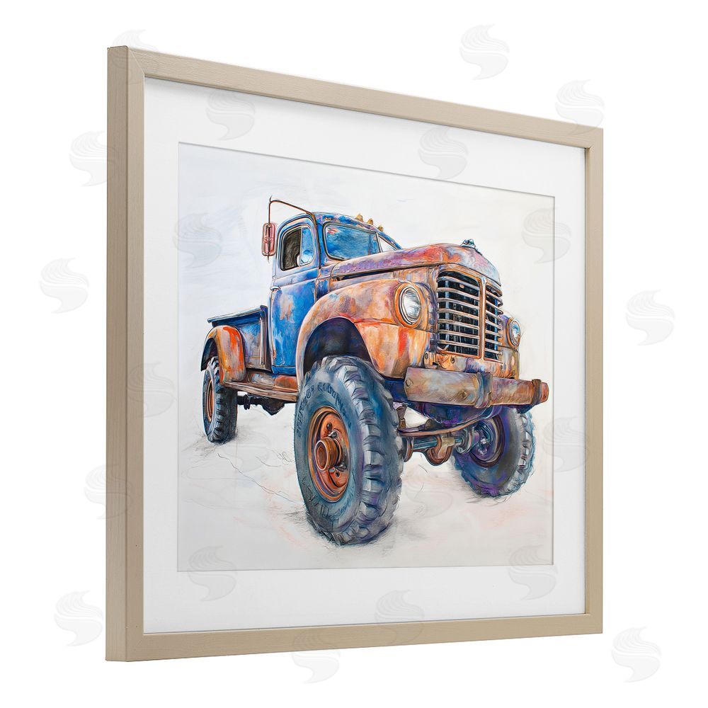 Steve Hunziker Old Rustic Truck Illustration Brown Framed Print Under Glass Wall Art