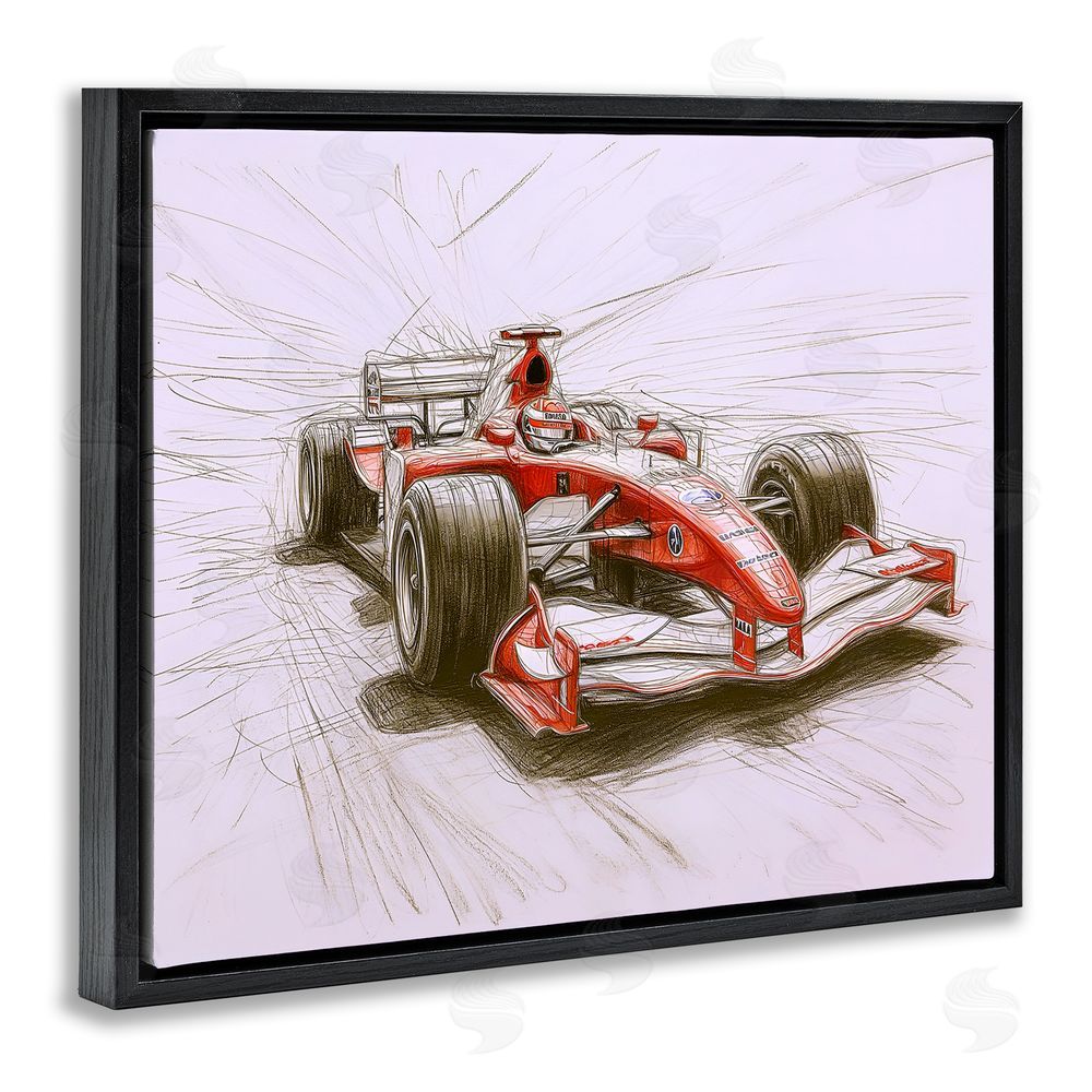 Steve Hunziker Sketched Race Car Concept Black Floating Frame Canvas Wall Art Print