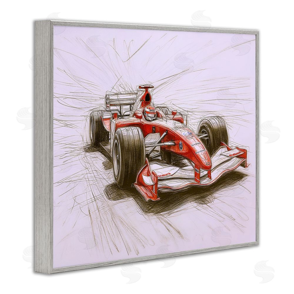 Steve Hunziker Sketched Race Car Concept Gray Framed Giclee Wall Art Print