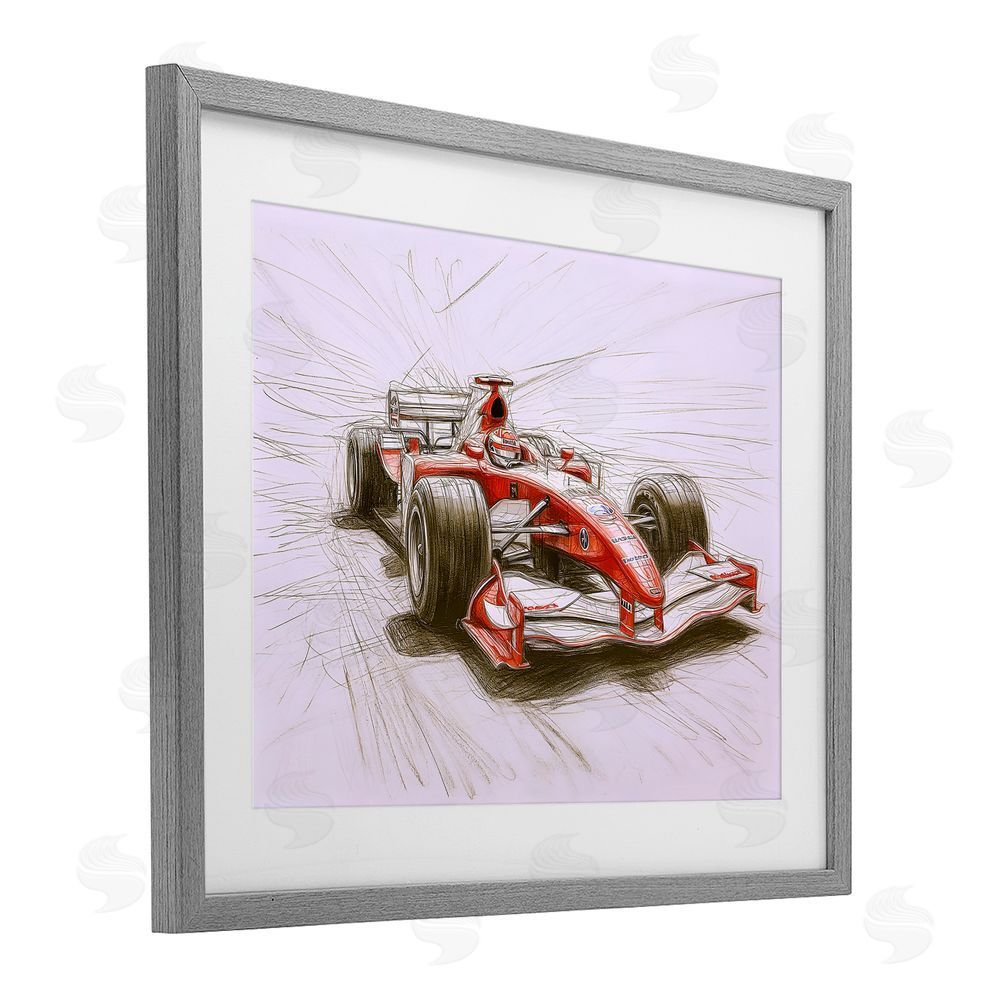 Steve Hunziker Sketched Race Car Concept Gray Framed Print Under Glass Wall Art