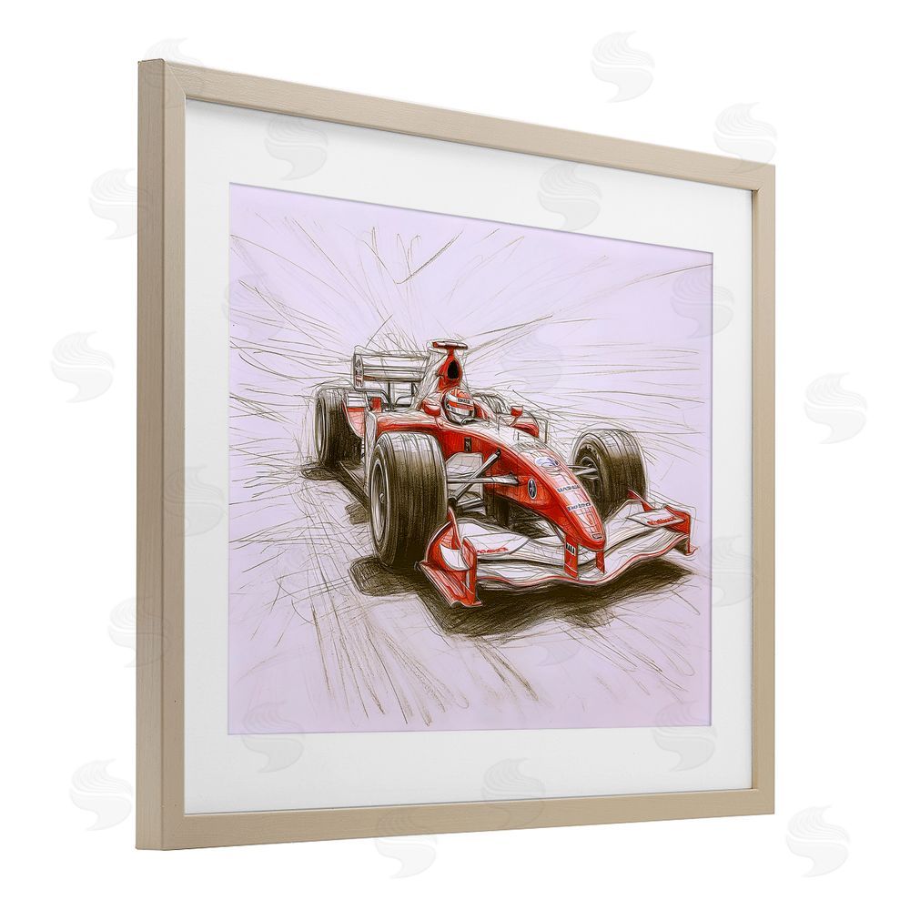 Steve Hunziker Sketched Race Car Concept Brown Framed Print Under Glass Wall Art
