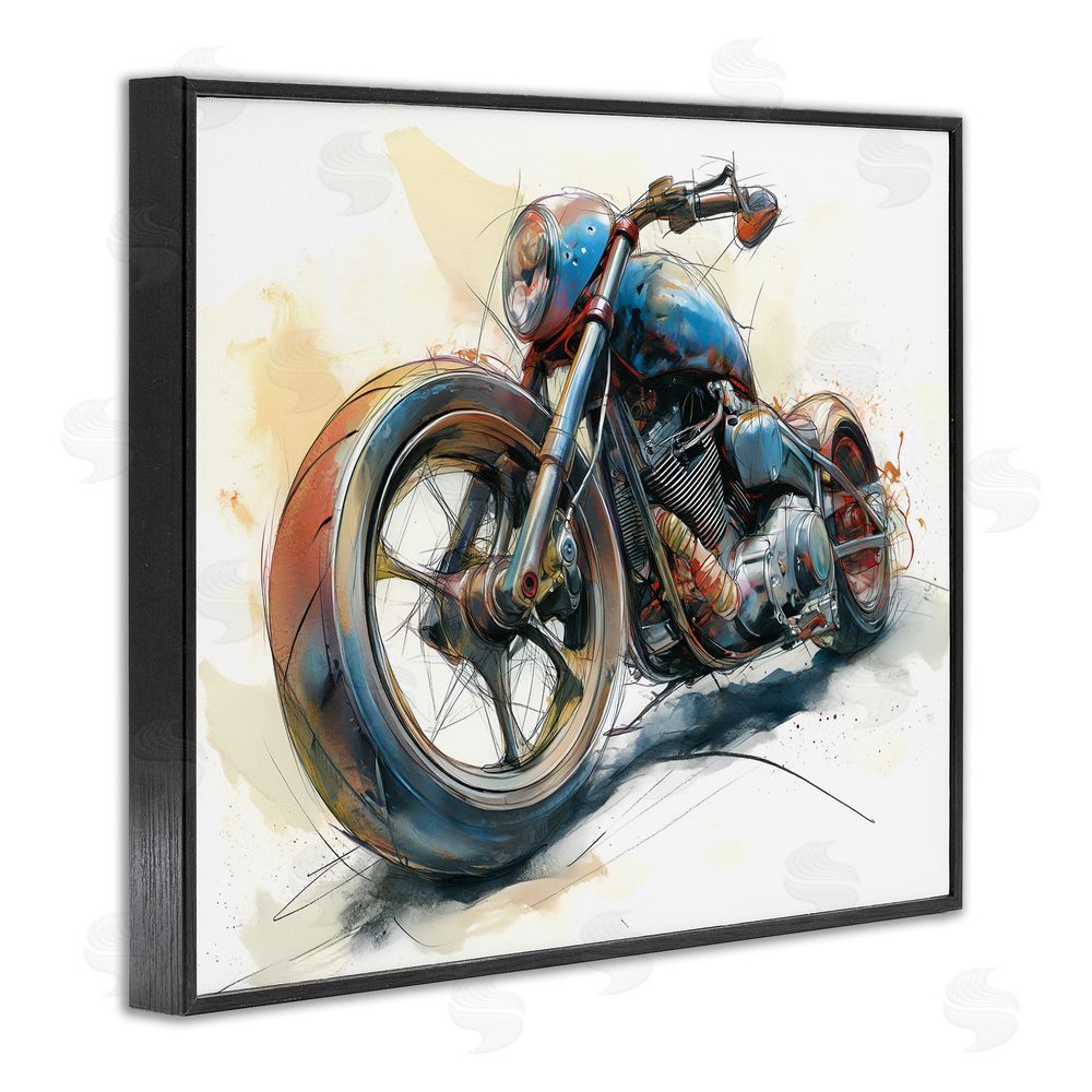 Steve Hunziker Whimsical Motorcycle Concept Black Framed Giclee Wall Art Print
