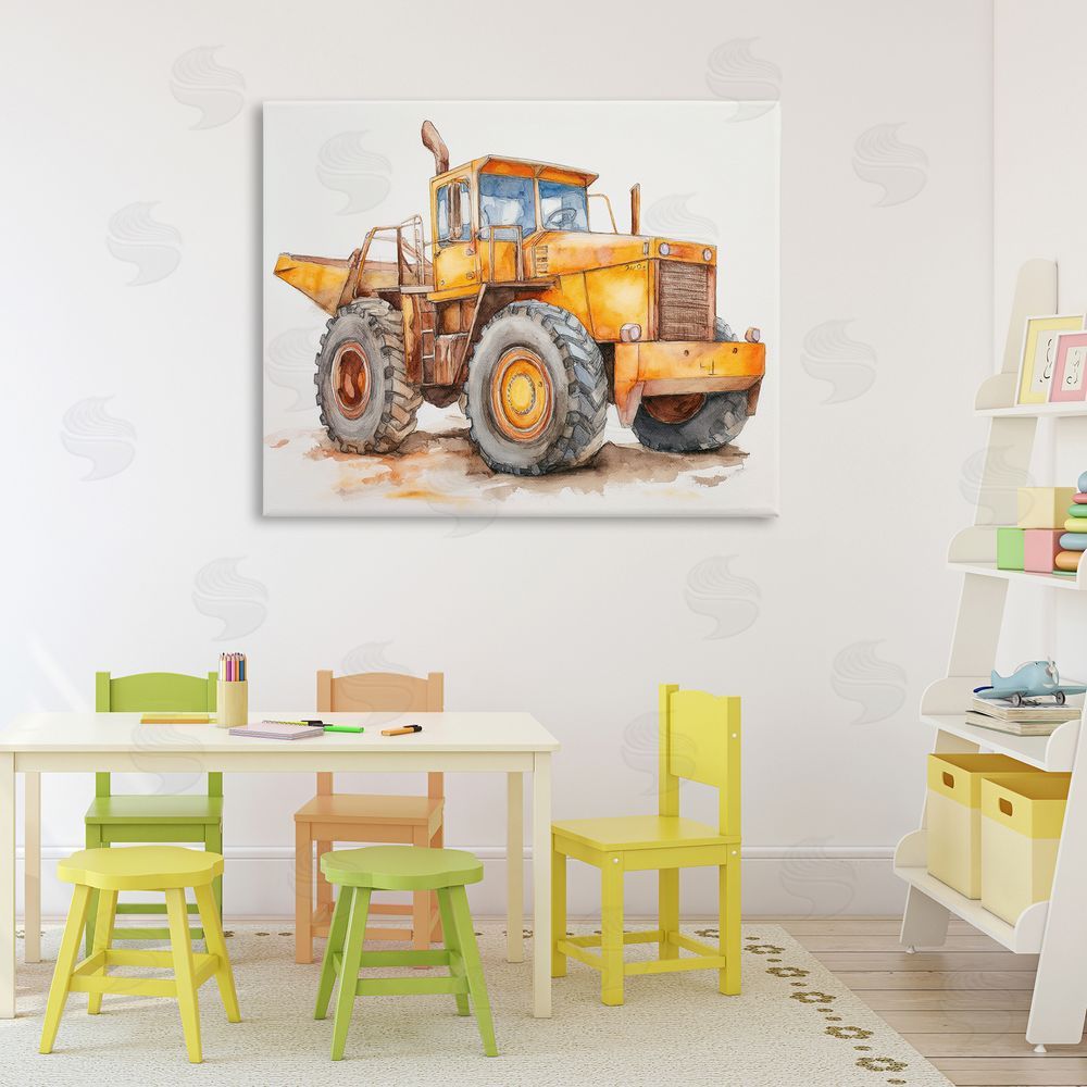 Steve Hunziker Construction Truck Whimsicality Stretched Canvas Wall Art in Room
