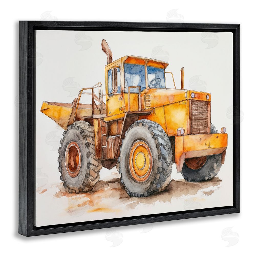 Steve Hunziker Construction Truck Whimsicality Black Floating Frame Canvas Wall Art Print