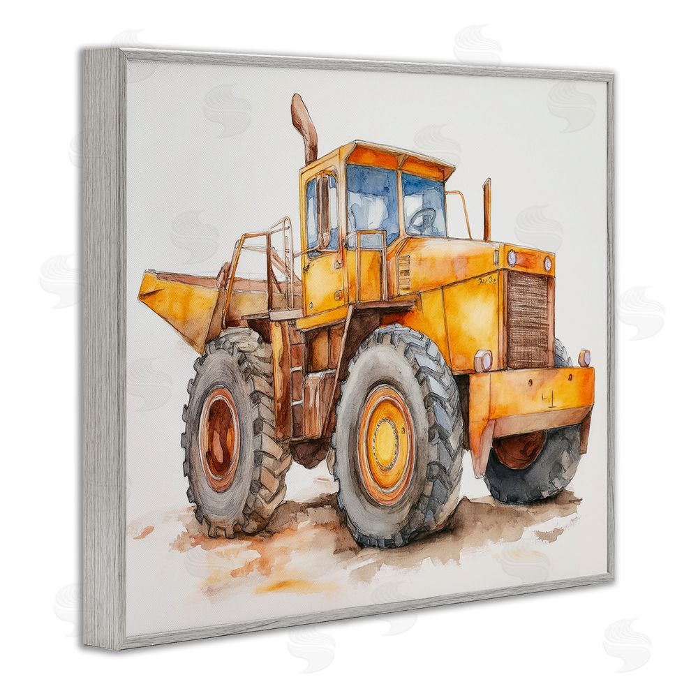 Steve Hunziker Construction Truck Whimsicality Gray Framed Giclee Wall Art Print