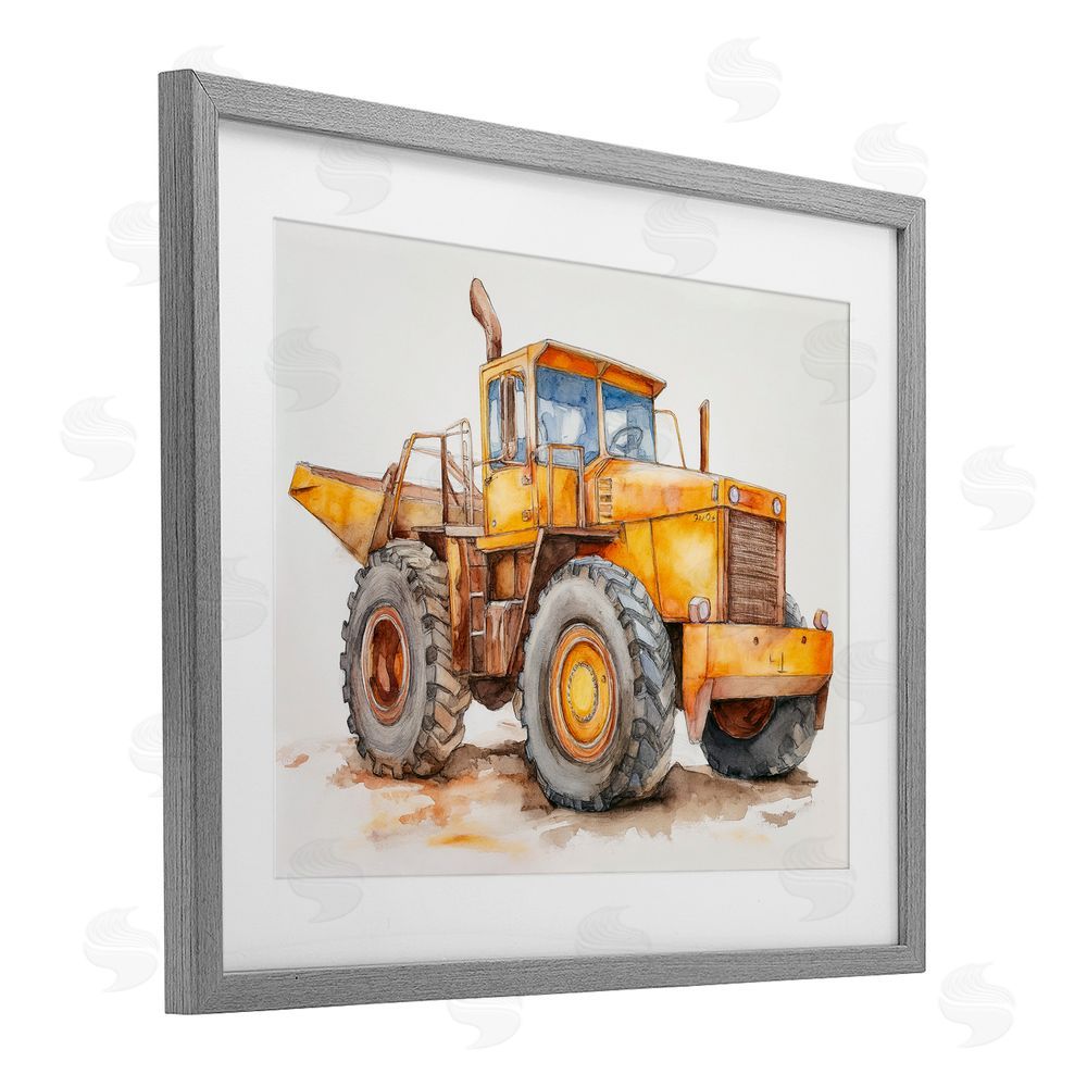 Steve Hunziker Construction Truck Whimsicality Gray Framed Print Under Glass Wall Art