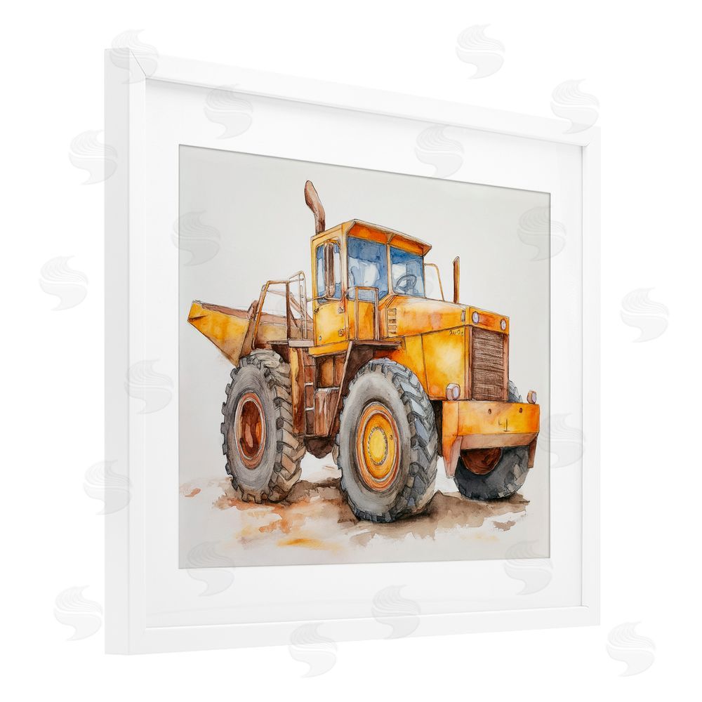 Steve Hunziker Construction Truck Whimsicality White Framed Print Under Glass Wall Art