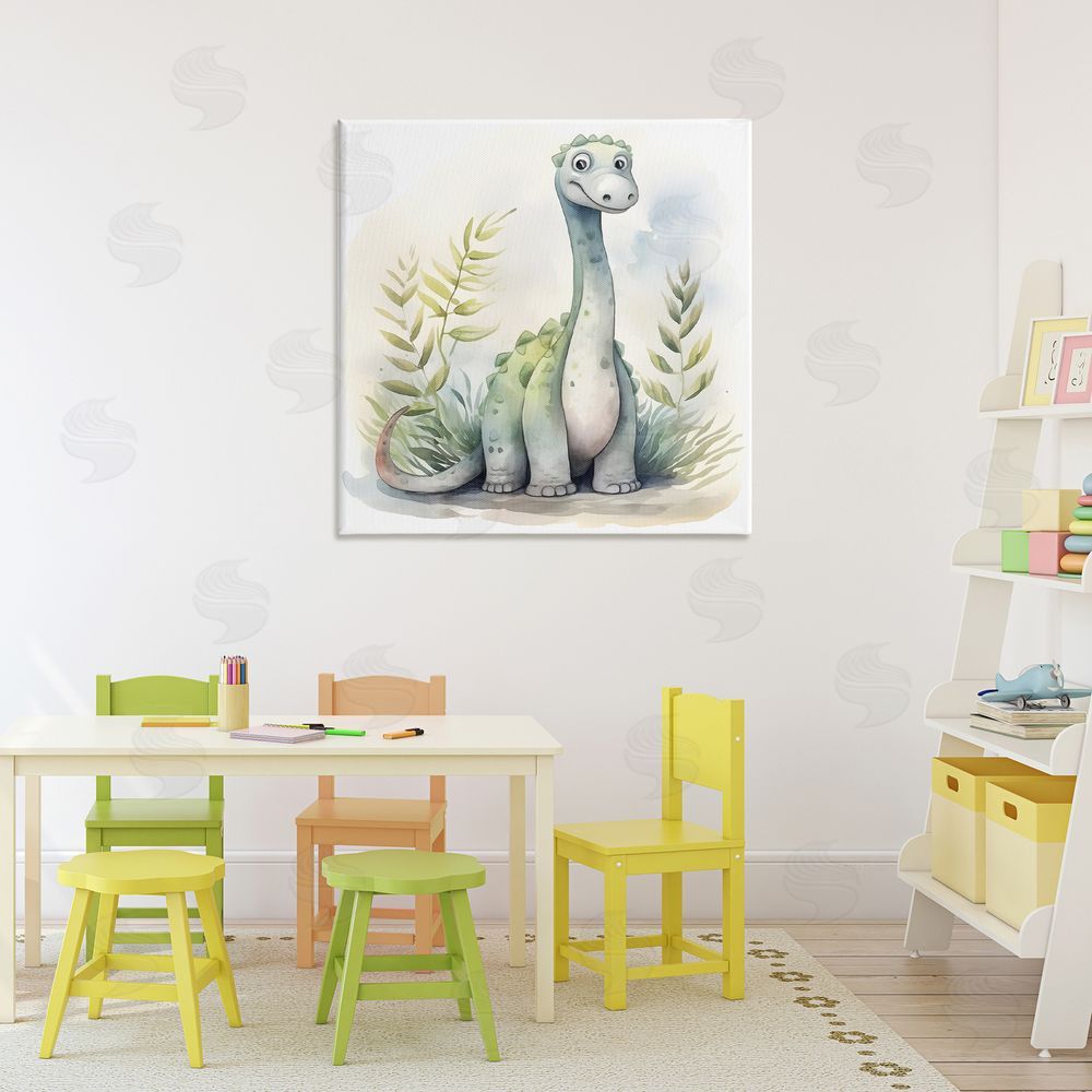 Steve Hunziker Crafty Critters Dino Stretched Canvas Wall Art Print in Room