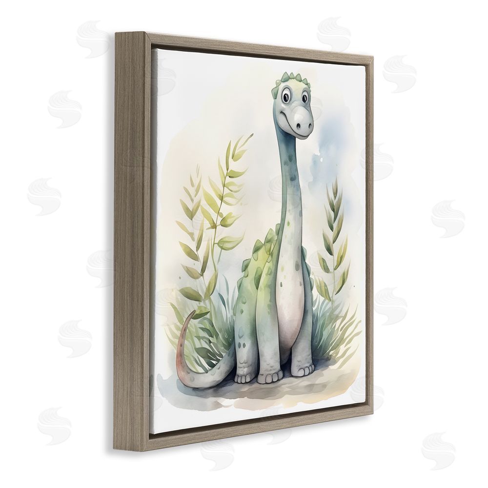 Steve Hunziker Crafty Critters Dino Brown Floating Frame Wall Art Print