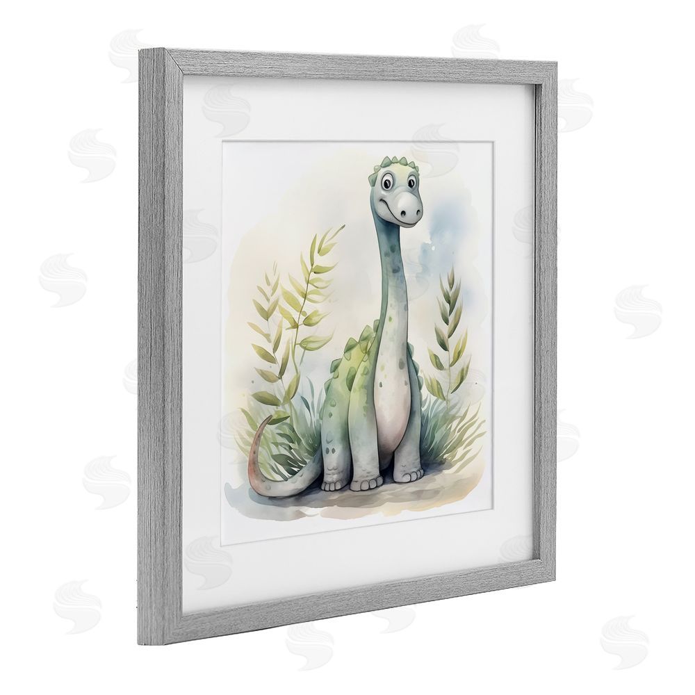 Steve Hunziker Crafty Critters Dino Gray Framed Print Under Glass Wall Art