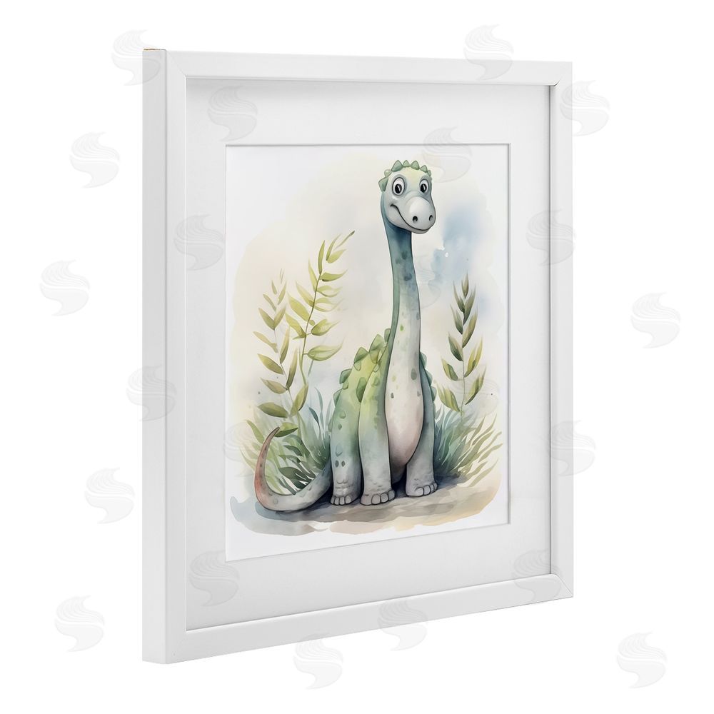 Steve Hunziker Crafty Critters Dino White Framed Print Under Glass Wall Art