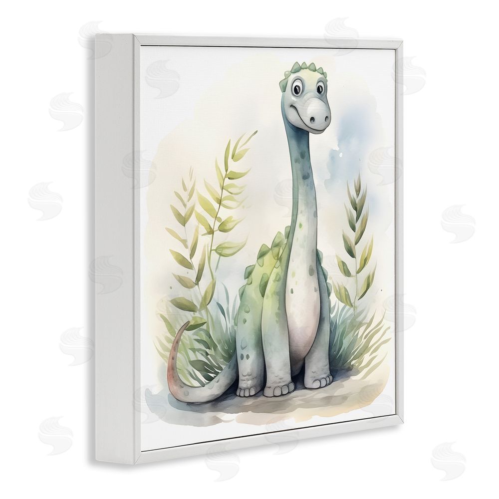 Steve Hunziker Crafty Critters Dino White Framed Giclee Wall Art Print