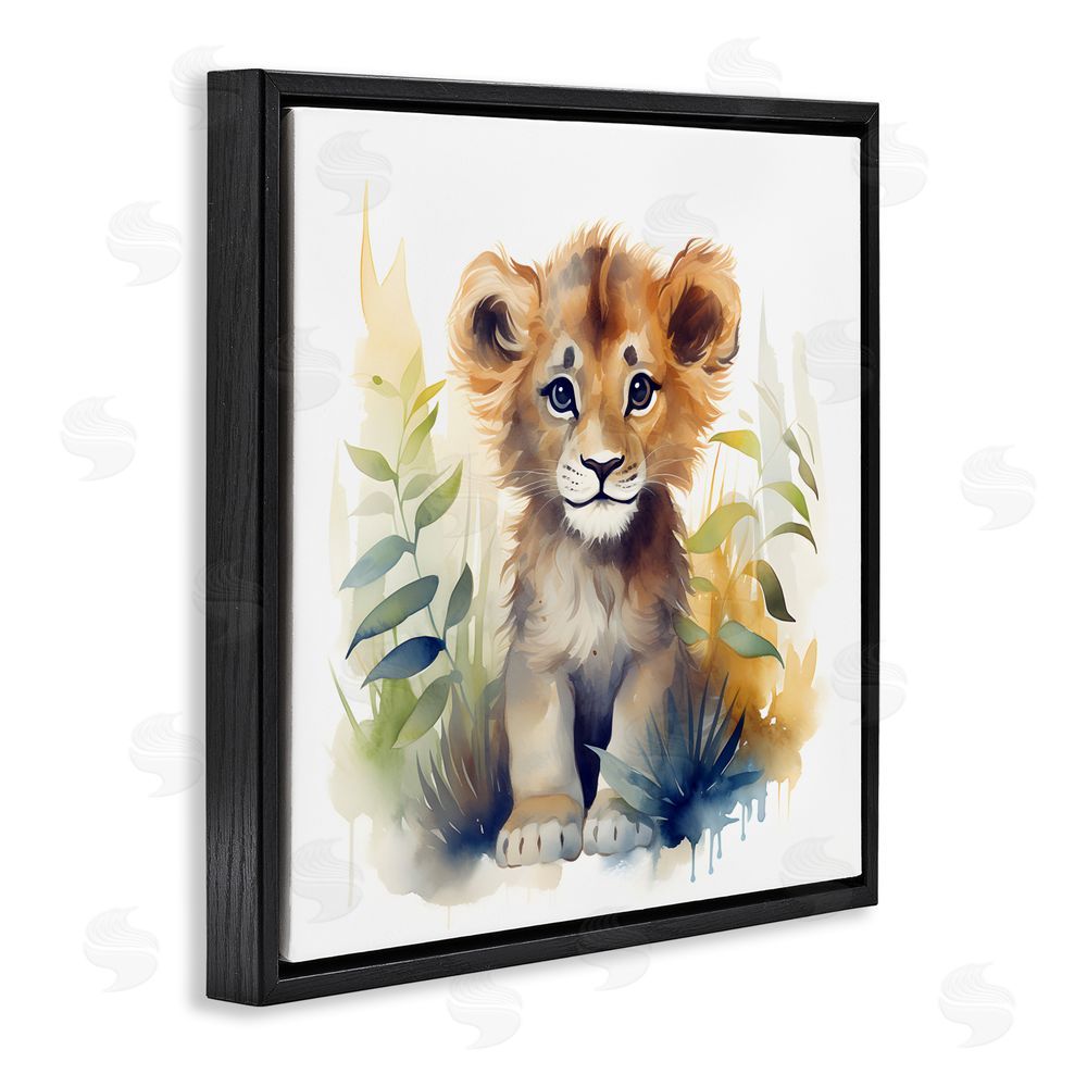 Steve Hunziker Crafty Critters Lion Black Floating Frame Wall Art Print