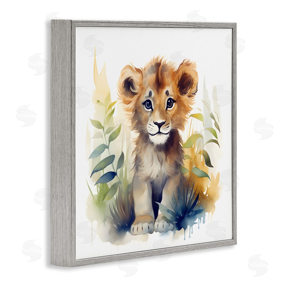 Steve Hunziker Crafty Critters Lion Gray Framed Giclee Wall Art Print