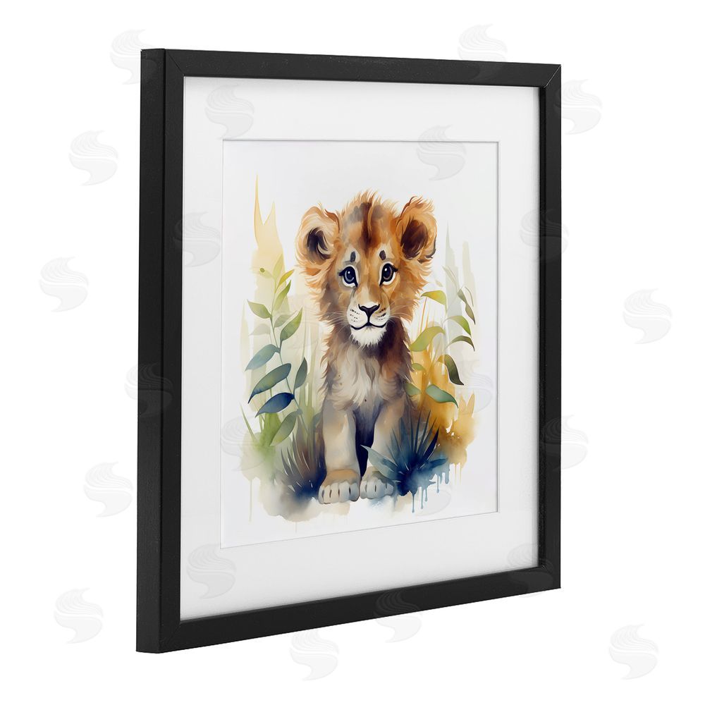 Steve Hunziker Crafty Critters Lion Black Framed Print Under Glass Wall Art