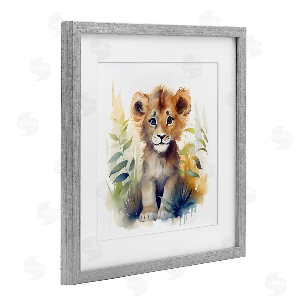 Steve Hunziker Crafty Critters Lion Gray Framed Print Under Glass Wall Art