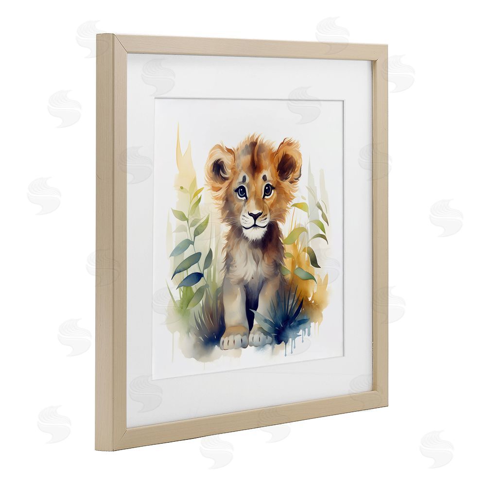 Steve Hunziker Crafty Critters Lion Birch Framed Print Under Glass Wall Art