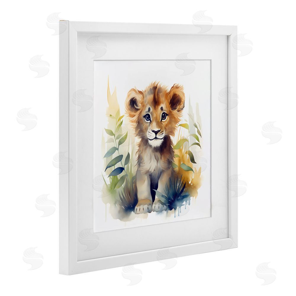 Steve Hunziker Crafty Critters Lion White Framed Print Under Glass Wall Art