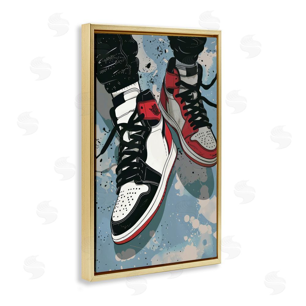 Ray Powers Casual Streetwear Sneakers Gold Floating Frame Canvas Wall Art Print