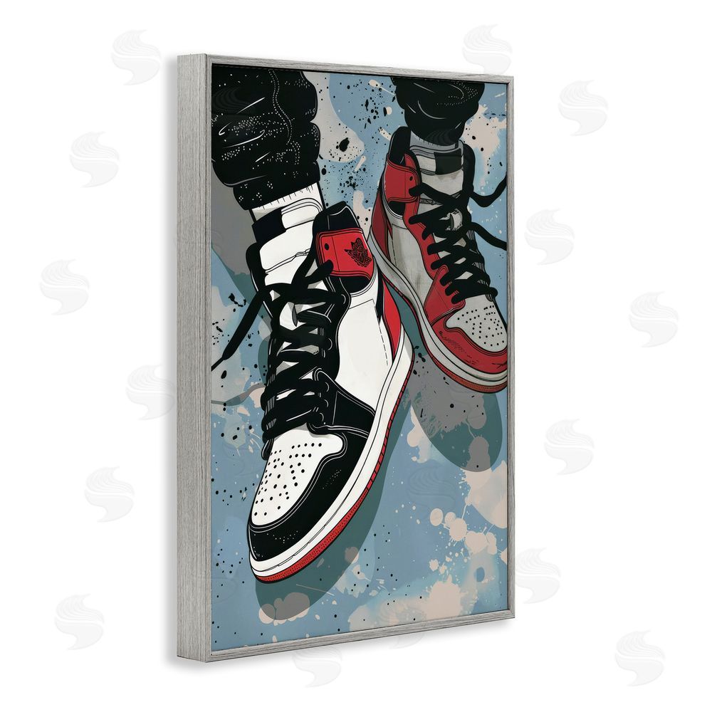 Ray Powers Casual Streetwear Sneakers Gray Framed Giclee Wall Art Print
