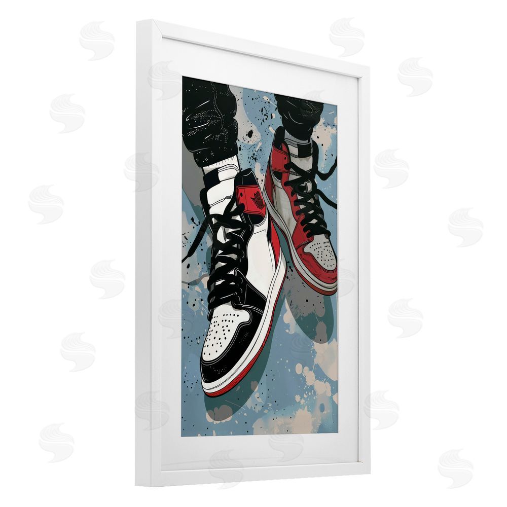 Ray Powers Casual Streetwear Sneakers White Framed Print Under Glass Wall Art
