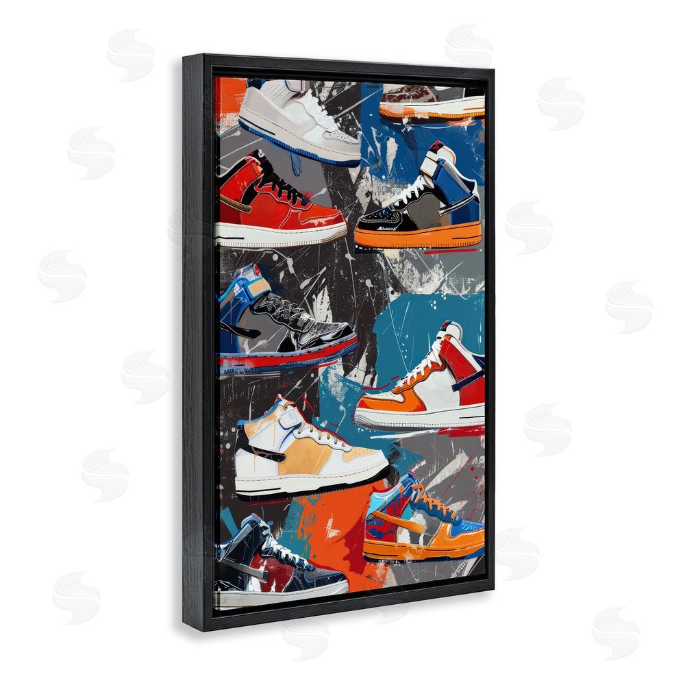 Ray Powers Stylish Urban Shoe Collection Black Floating Frame Canvas Wall Art Print
