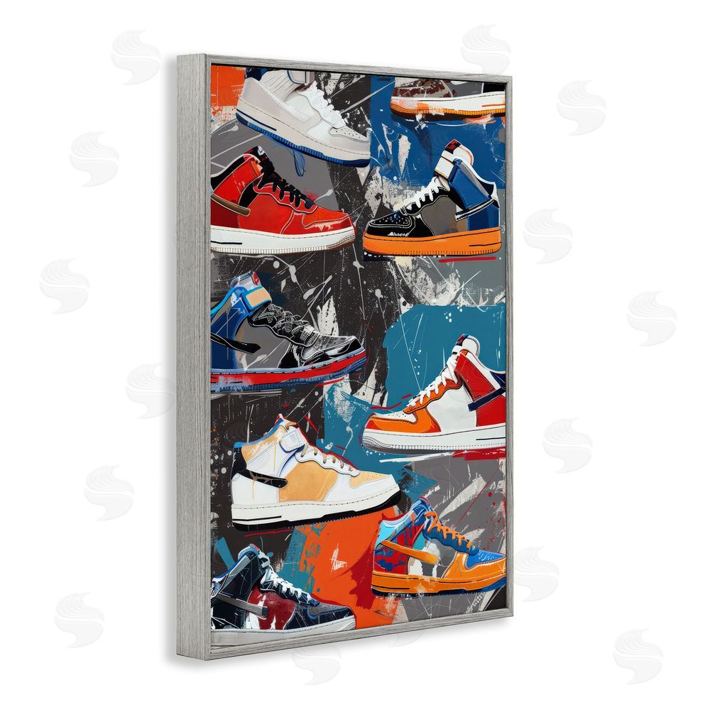 Ray Powers Stylish Urban Shoe Collection Gray Framed Giclee Wall Art Print