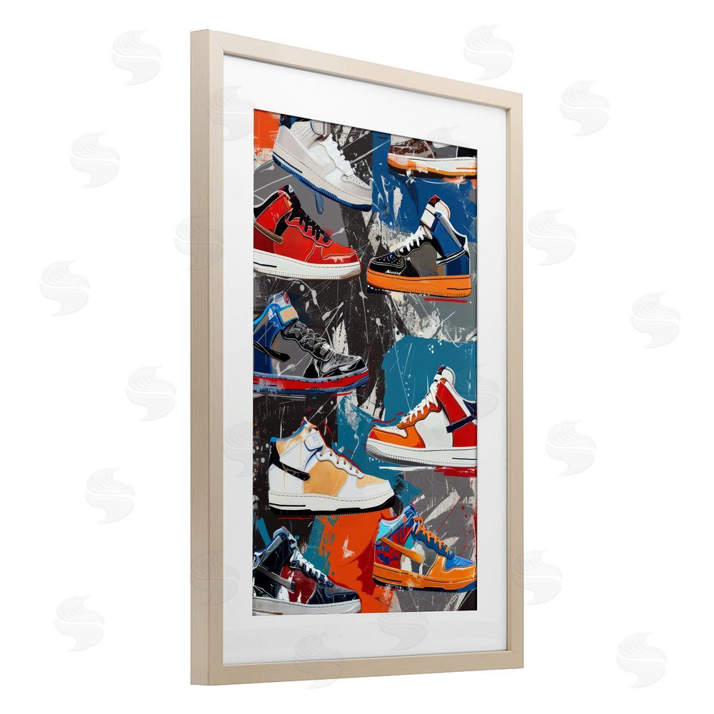 Ray Powers Stylish Urban Shoe Collection Brown Framed Print Under Glass Wall Art