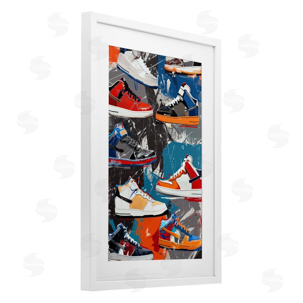 Ray Powers Stylish Urban Shoe Collection White Framed Print Under Glass Wall Art
