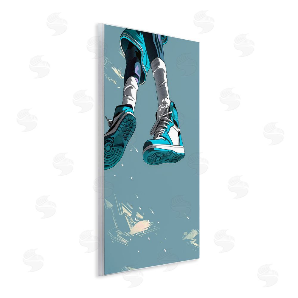 Ray Powers Sporty Jump with Sneakers Wall Plaque Art Print